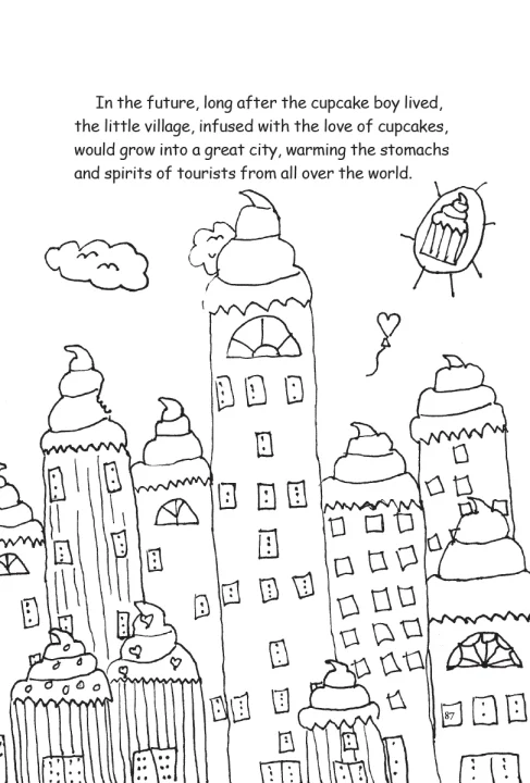 A city full of skyscrapers made of cupcakes