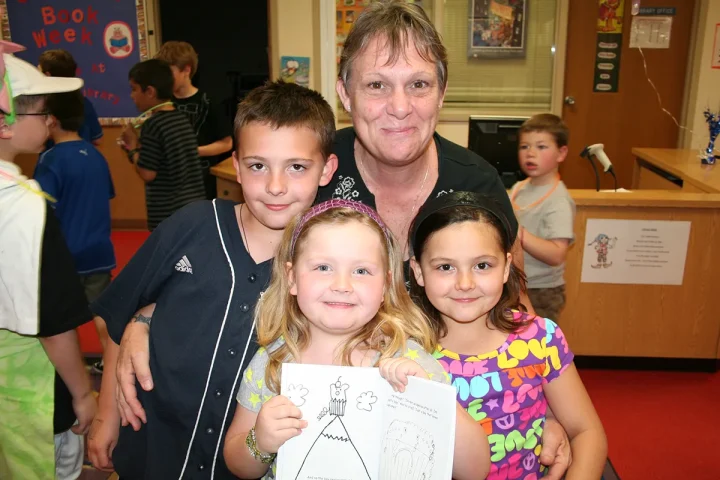 Family celebrating getting illustration in the book