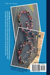 Falling Uphill the secret of life back cover with school photo of students standing in the shape of a bicycle.
